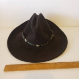 Sheplers Men’s Black Wool Cowboy Hat with Silver Tone Western Attachments