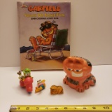Lot of Garfield Items, 2 Unopened Coloring Books, Toys and Ceramic Figurine