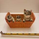 Adorable Vintage Ceramic Kittens in Basket Planter, 1950’s