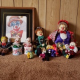 Porcelain and Ceramic Clown Lot, including Cute Bobblehead Bank