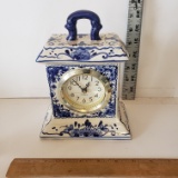 Blue and White Decorative Mantle Clock