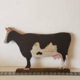 Wood Folk Art Style Hand Painted Cow