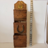 Vintage Letters/Bills Organizer Box with Brass Eagle Plaque and Horseshoe