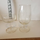 Box Lot of Vintage Etched Stemware