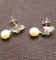 14Kt White Gold Earrings with Genuine Pearls and Clear Stones