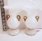 Pair of Vintage White Milk Glass Ruffled Top Vases with Gilt Trim