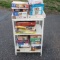 Vintage Metal Rolling Cart Loaded with Puzzles