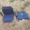 Lot of 2 Backpack Stadium Seats, 1 Navy and Orange, 1 Navy and Cream