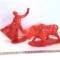 Large Ceramic Orange, Multi Colored Bull and Matador Statues