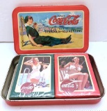 Vintage Coca Cola Tin with 2 Packs of Unopened Playing Cards