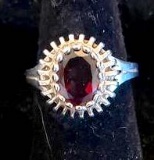 Sterling Silver Ring with Garnet Colored Stone