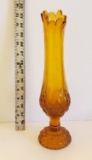 Mid Century Kanawha Amber Swung Stretch Vase, Moon and Stars Pattern