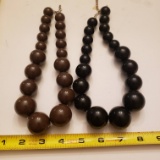 Lot of 2 Extra Chunky Bead Necklaces, Black and Brown