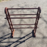 Dark Wood Quilt Rack with Rainbow Look Sides