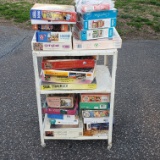 Vintage Metal Rolling Cart Loaded with Puzzles