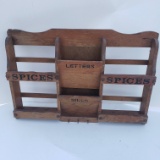 Vintage Wood Bills, Letters, Spices and Key Rack