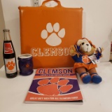 Lot of Clemson Tigers Items, Cheerleader, 1981 National Champions Coke, Coloring Book, Coozie, Seat