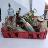 Vintage Plastic Coca Cola Crate filled with Variety of Bottles