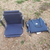 Lot of 2 Backpack Stadium Seats, 1 Navy and Orange, 1 Navy and Cream