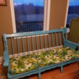 Beautiful Rare Find Vintage Wood Distressed Turquoise Bench