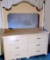 Vintage Wood Handmade Blonde Color 6 Drawer Dresser with Mirror