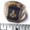 Vintage Men’s Masonic Ring 14Kt Gold Electroplated with Clear Stones and Black Center Stone