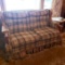 Vintage Plaid Loveseat with Wood Trim