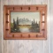 Mountain and Stream Oil Painting in Custom Made Wood Frame, Cube Design