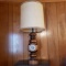 Vintage Wood Lamp with Currier and Ives Scenes