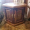 Vintage Wood Octagonal Side Table With 2 Doors