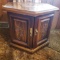 Vintage Wood Octagonal Side Table With 2 Doors