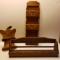 Lot of 3 Wood Holders, Matches, Bills or Letters, and Spices