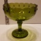 Avocado Green Teardrop Scalloped Edge Pedestal Bowl