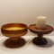 Wood Pedestal Bowl and Candle Holder