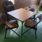 Vintage Meco Metal Folding Card Table with 4 Matching Folding Chairs