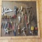 Wall Lot of Tools, Screwdrivers, Wrenches, Pliers, More