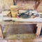 Miscellaneous Lot of Scrap Wood Pieces, Snake Light, Saw Blades, Wood Filler and Putty