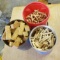 3 Buckets of Wood Pegs and 1 Bucket of Wood Blocks