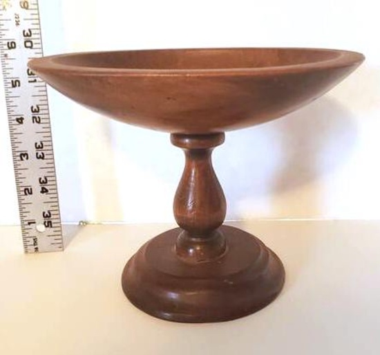 Hand Crafted Wooden Pedestal Display Bowl