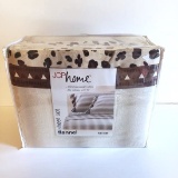 New JCPenney Home Leopard Print Full Size Flannel Sheet Set