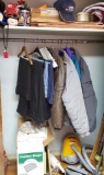 Closet Lot of Miscellaneous Items, Coats, Vacuums, Decorative and More