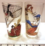 Lot of 2 Pepsi and Warner Brothers Collectors Glasses