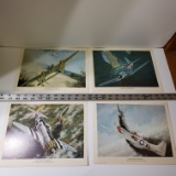 Lot of 4 World War II Fighter Planes Prints