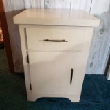 Vintage Handmade Blonde Wood Nightstand