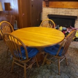 Solid Oak Round Pedestal Dining Table and 4 Chairs 