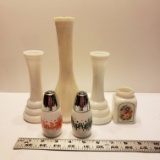 Milk Glass Lot including Adorable Salt and Pepper Shakers