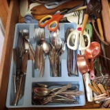 Drawer Lot of Flatware and Miscellaneous Kitchen Tools