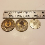 Lot of 3 Masonic Tokens and 2 Pennies