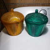 Lot of 2 Vintage Plastic Containers and Contents, Square Cut Nails, Buttons, and More