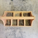 Handmade Wood Tool Caddy with Assorted Nails